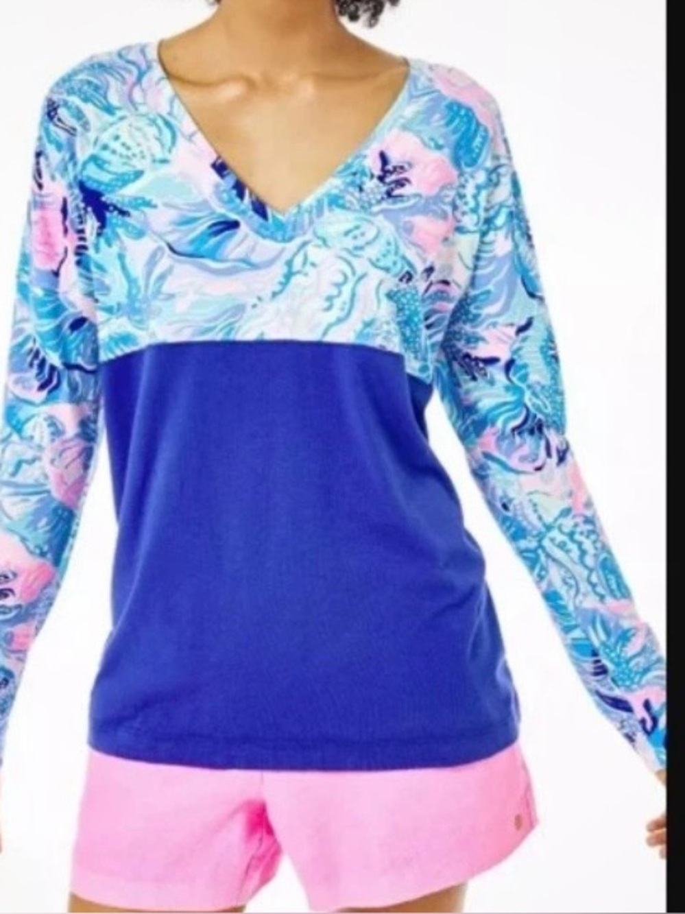 Lilly Pulitzer FINN top blue shade long sleeved size XXS nwot